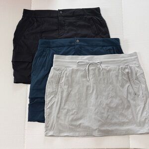 Athleta Black Activewear Skorts lot: Black, Navy, light grey